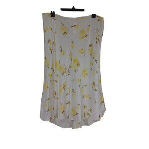 Vintage Banana Republic Womens Satine Yellow Floral Midi Skirt Size 16 Womens